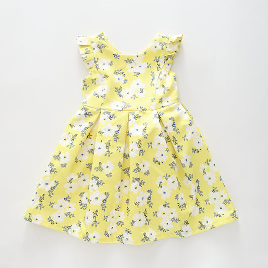 Girl's Yellow Floral Party Dress