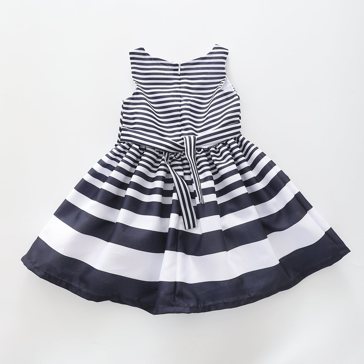 Navy Blue Stripe, Girls Party Dress