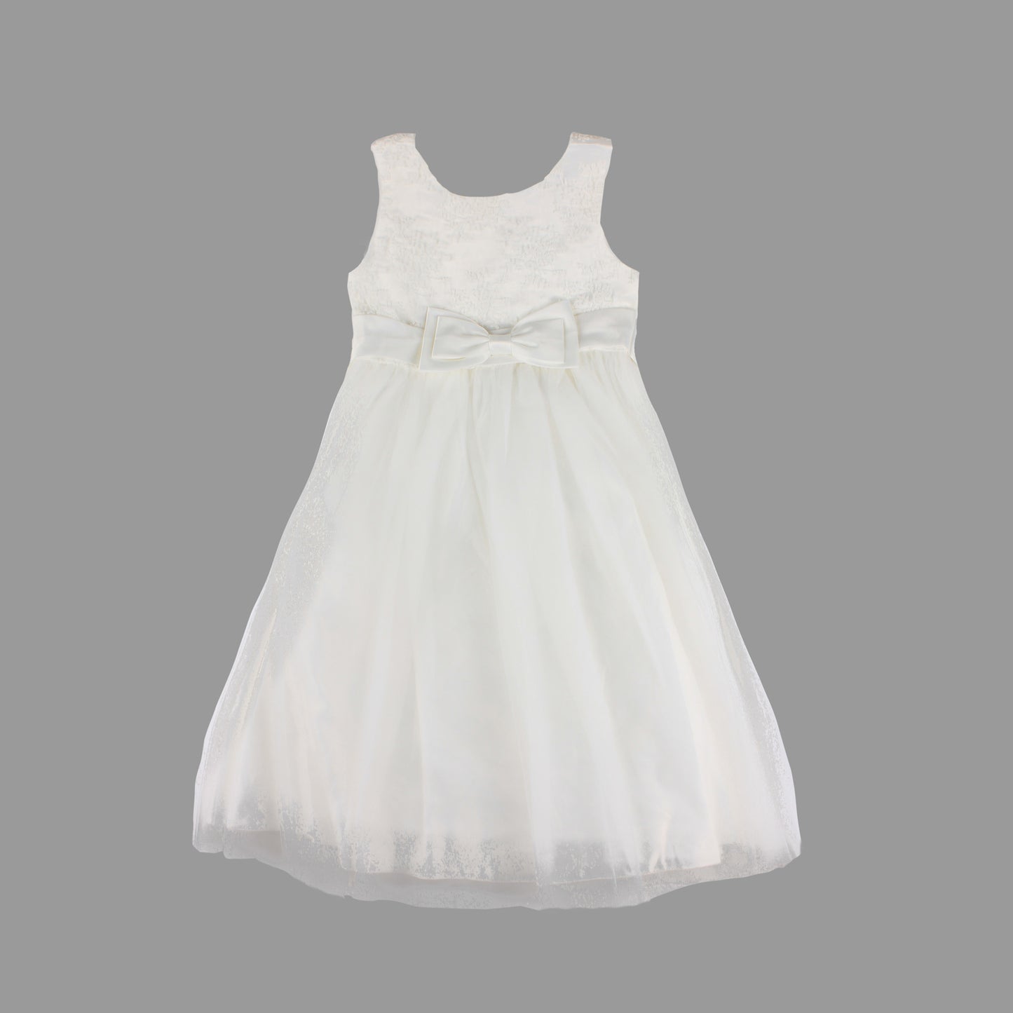 Girl Ivory Occasion Formal Dress With Bow 6-12