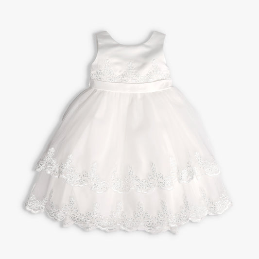 Girls' Ivory Tiered Tulle Formal Occasion Dress