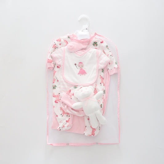 7pc cotton interlock baby gift set Cute fairy princess unicorn and frog print