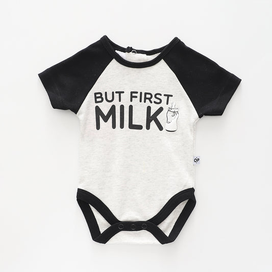 Baby's But First Milk Bodysuit