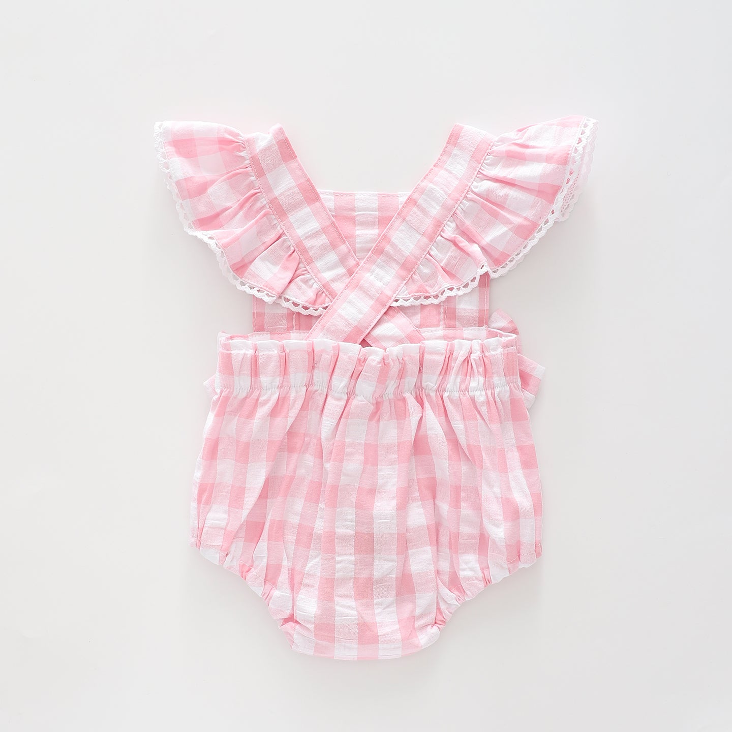 Baby Girls Pretty Pink Gingham Sunsuit