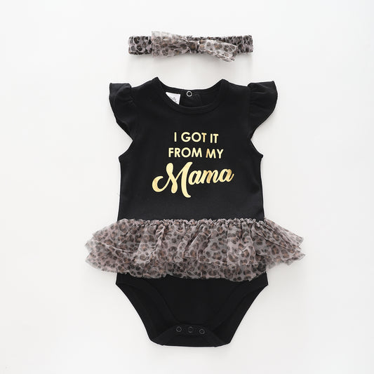 Baby Girls Leopard Print Romper Dress Set