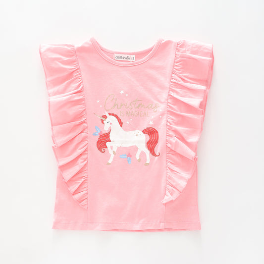 Pink Girls Sparkly Holiday Tee