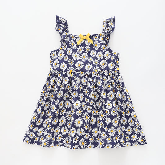 Girl's Blue Daisy Print Dress