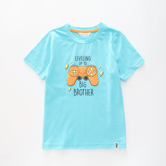 Boy's Blue 'Big Brother!' T-shirt With Controller Print