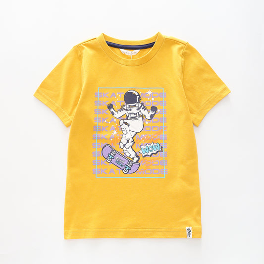 Boy's Yellow T-shirt With Skater Mode Print