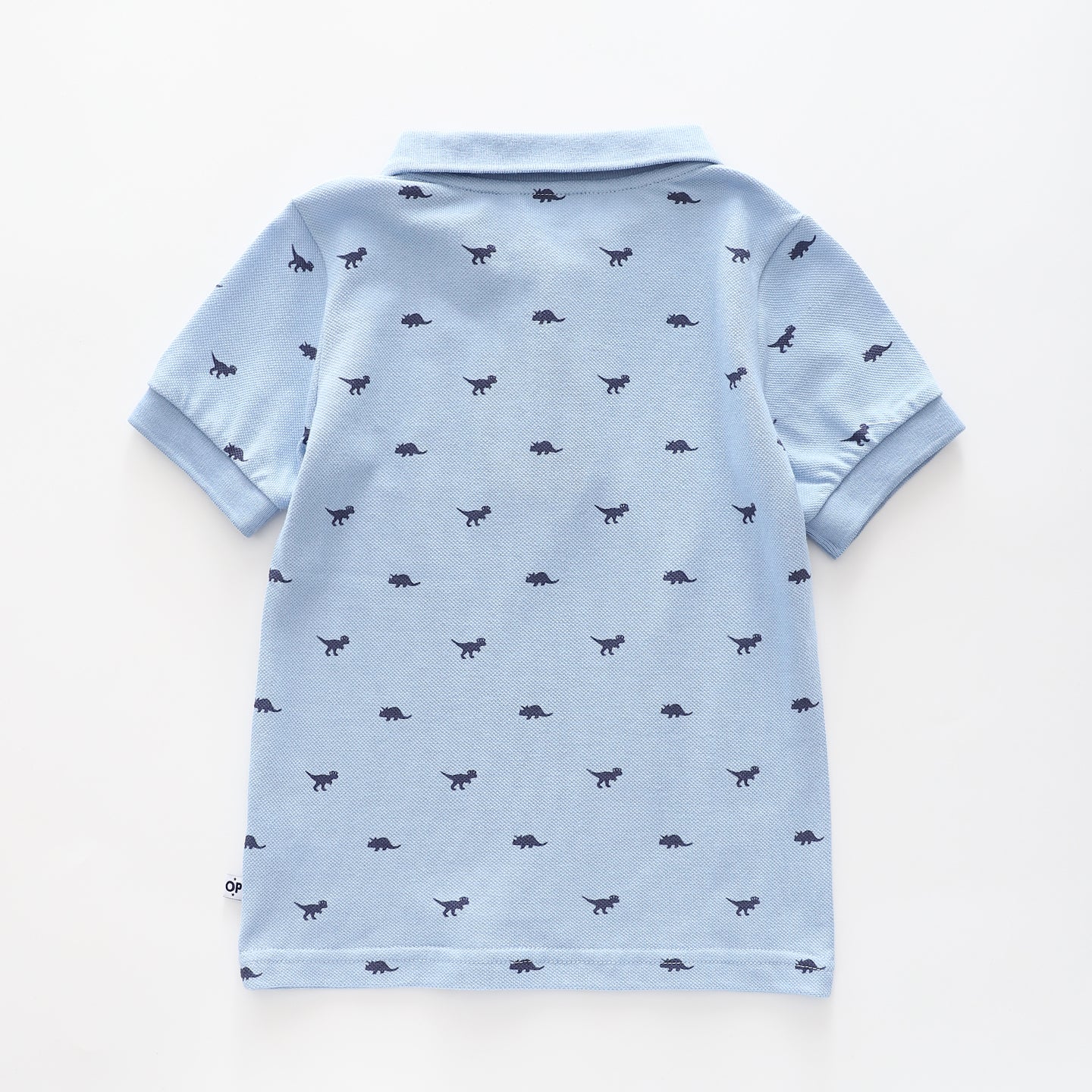 Boy's Sky Blue Polo Shirt With Dinosaur Print