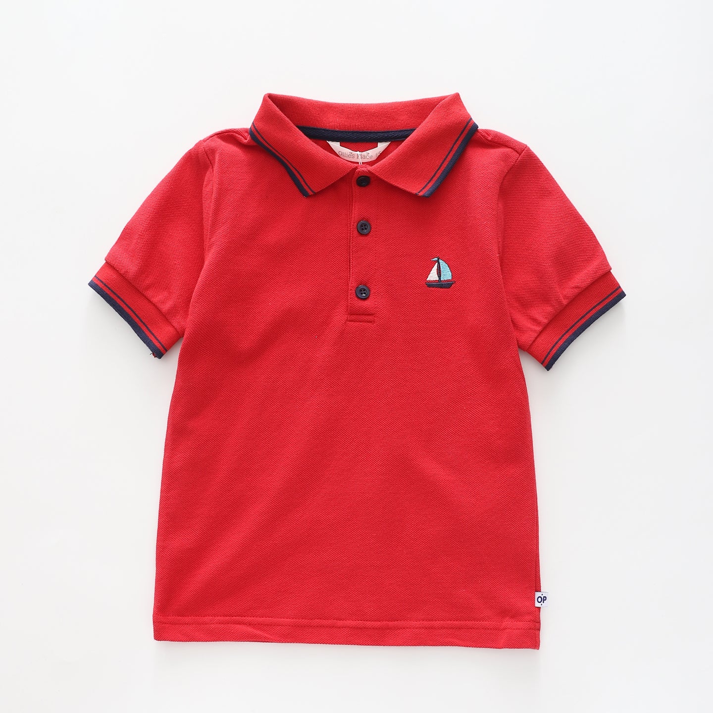 Boy's Red Polo Shirt With Sailboat Embroidery
