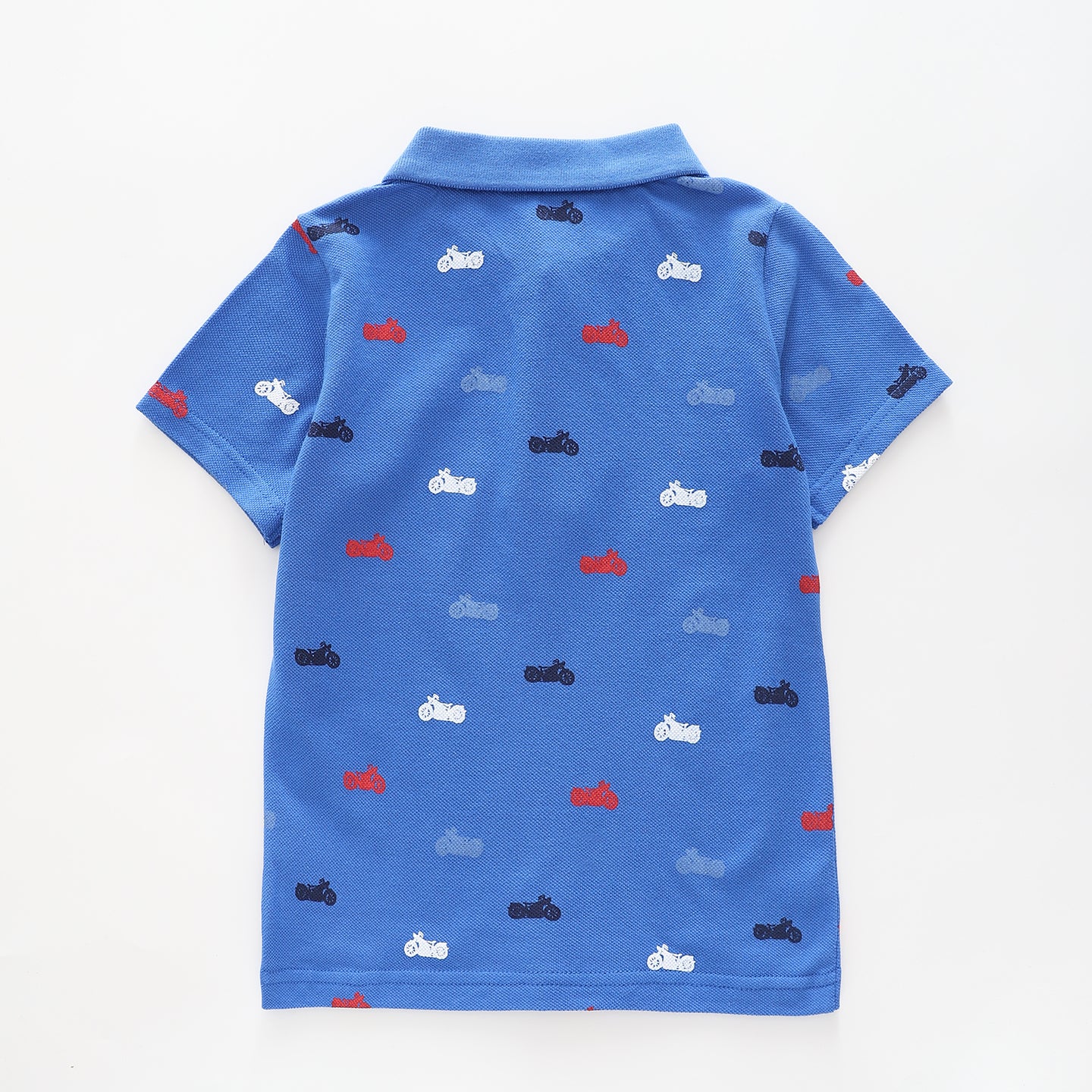 Boy's Royal Blue Polo Shirt With Motorcycle Print