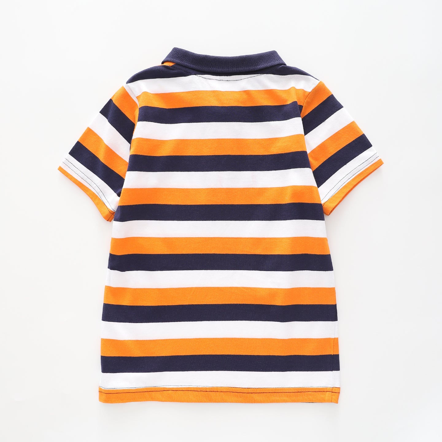 Boy's Navy and Orange Striped Blue Polo Shirt