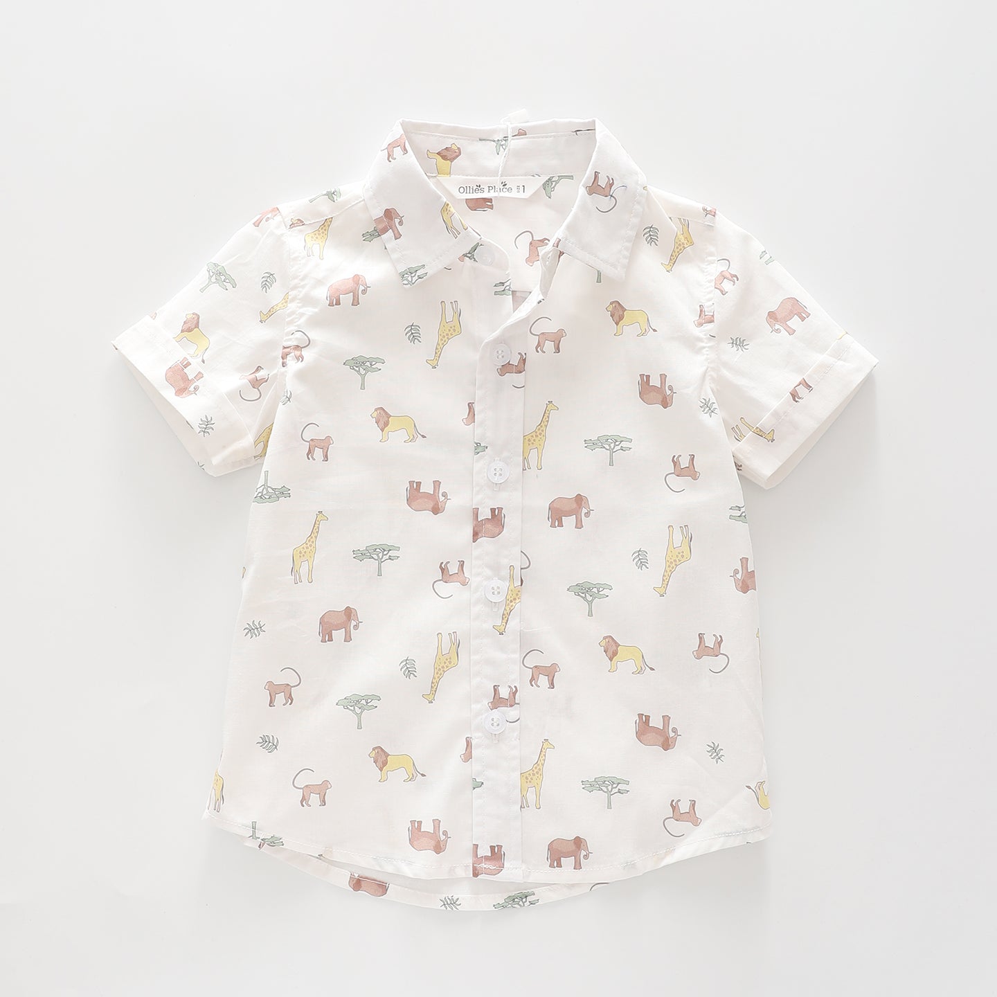 Boy's White Safari Linen Collared Shirt