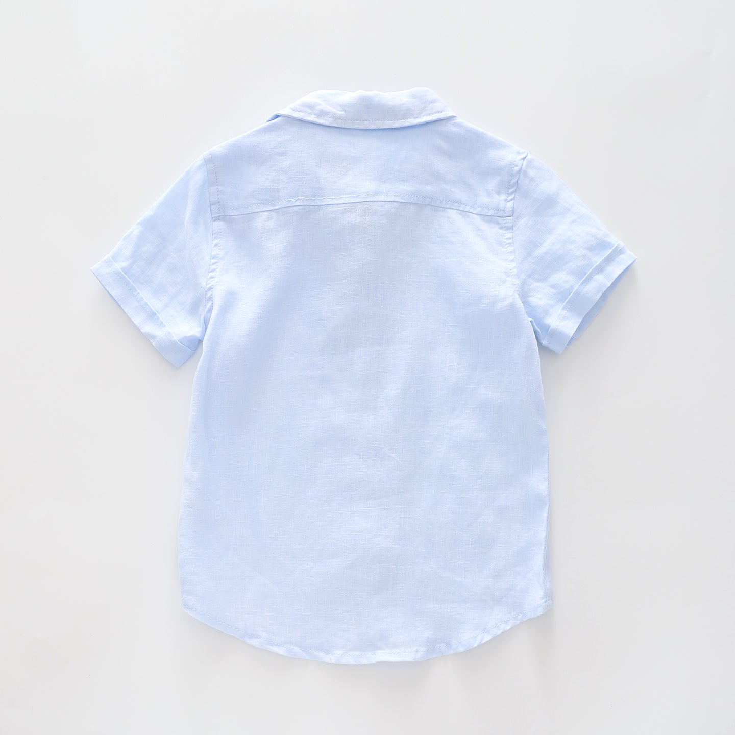 Boy's Baby Blue Linen Collared Shirt