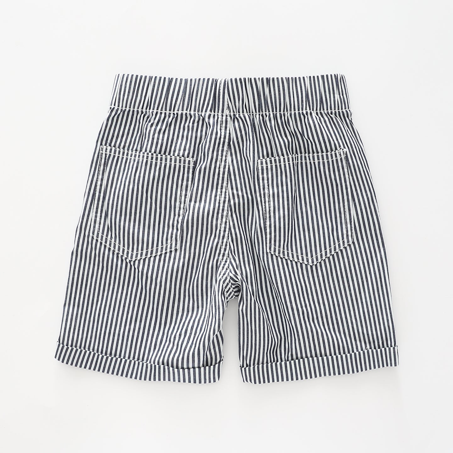 Boy's Navy Stripe Shorts With Adjustable Waist