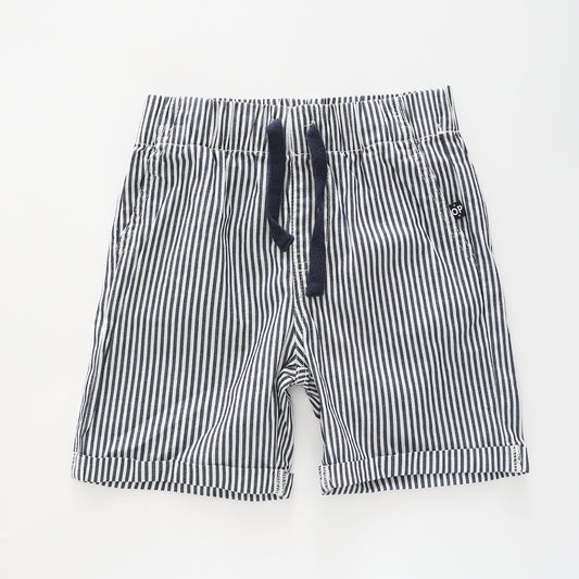 Boy's Navy Stripe Shorts With Adjustable Waist