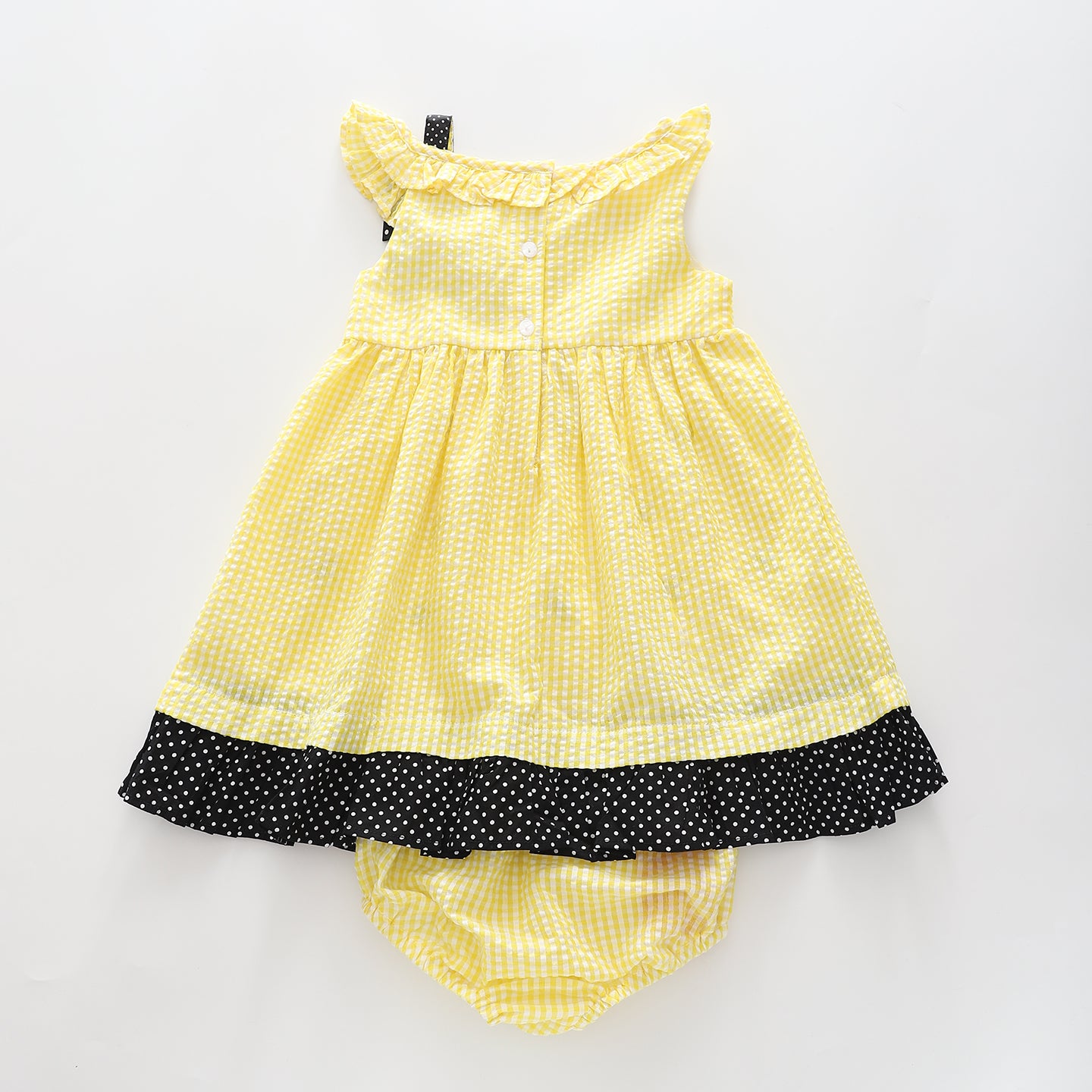 Girl's Yellow and Black Bumblebee Gingham Dress