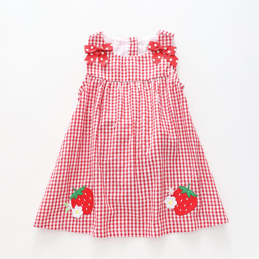 Girl's Red and White Strawberry Gingham Dress