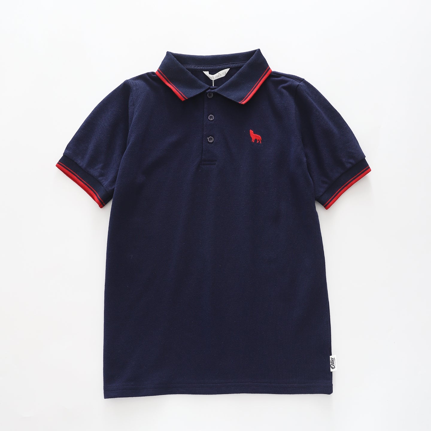 Boy's Navy Blue Polo Shirt With Red Trim
