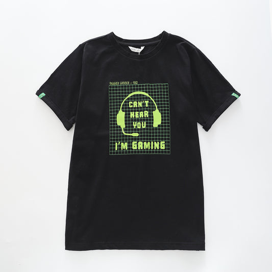 Boy's Black T-shirt With Gaming Print