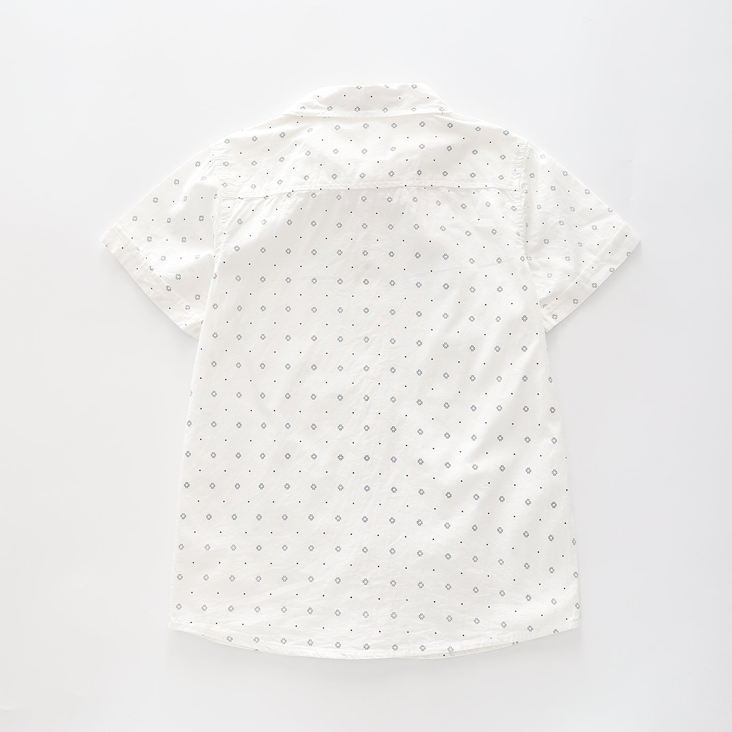 Boy's White Button-down Shirt With geometric Print