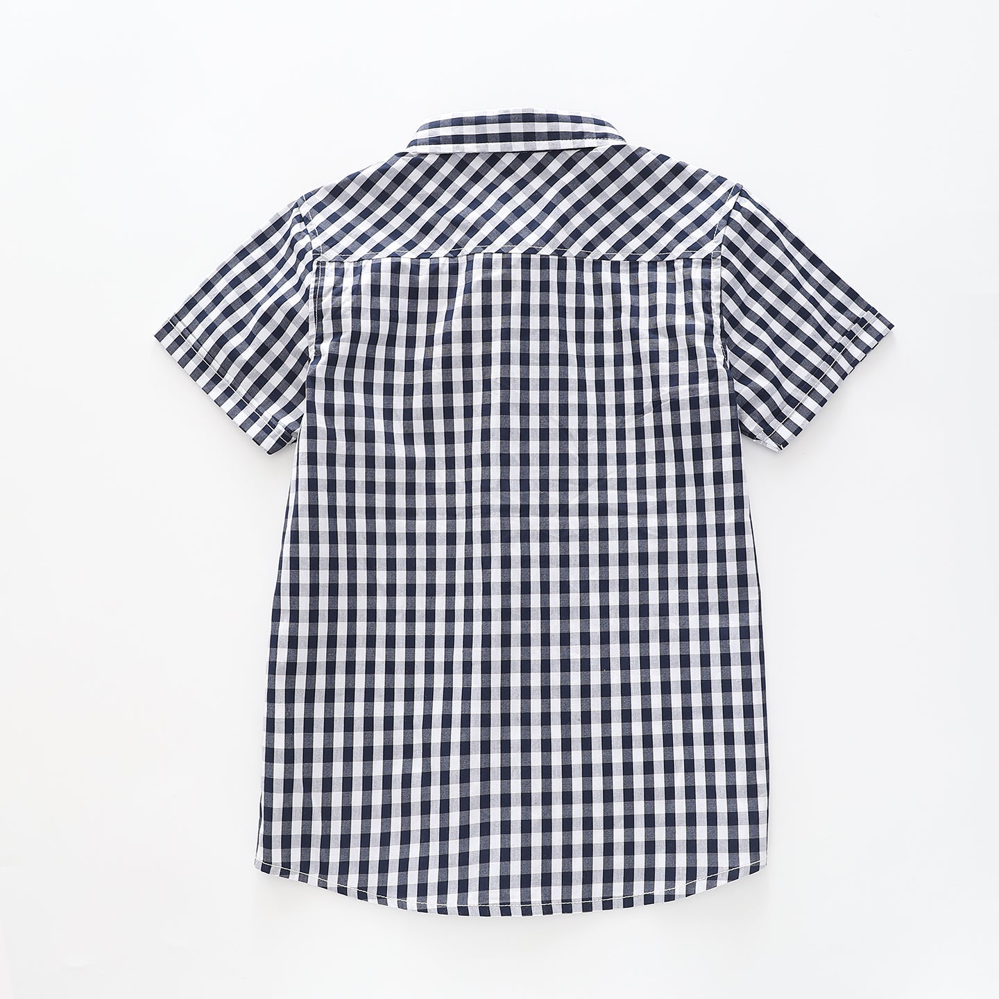 Boy's Blue and White Gingham Button-down Shirt