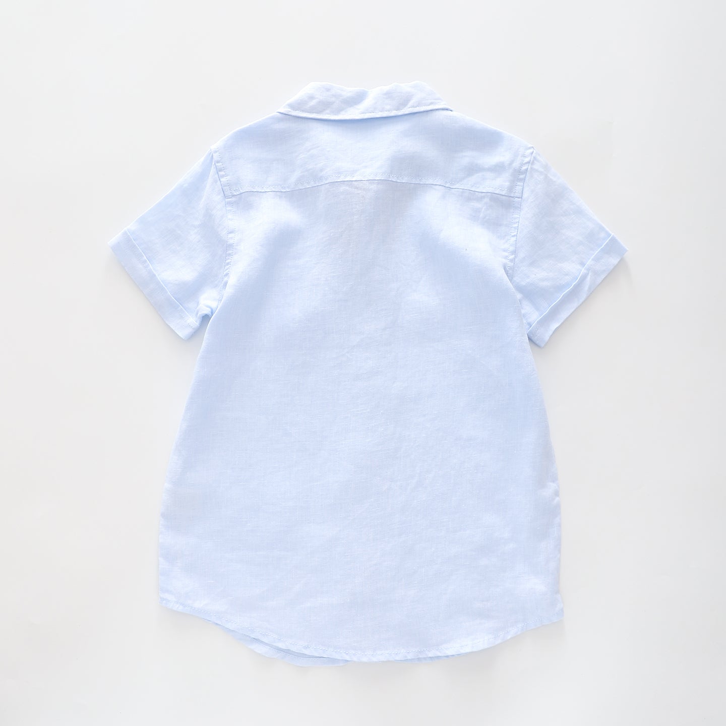 Boy's Baby Blue Linen Collared Shirt