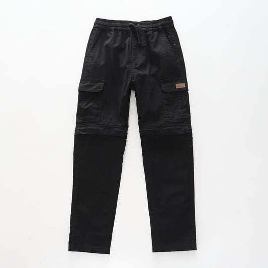 Boy's Black Cargo Zip-off Pants