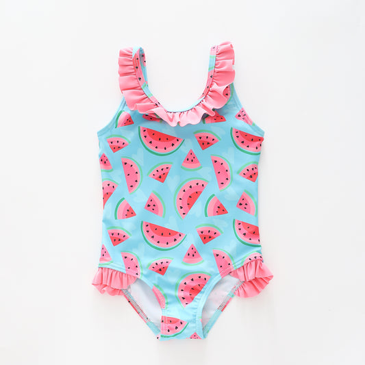Girl's Watermelon Pink One Piece Swimsuit