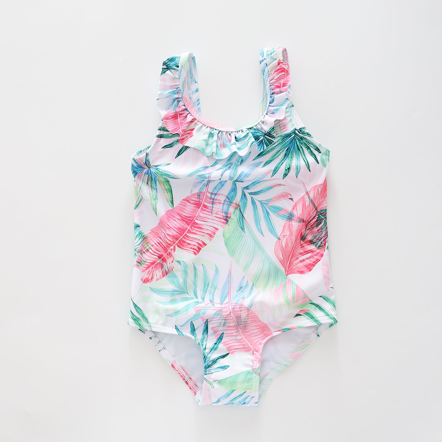 Girl's Tropical Print One Piece Swimsuit