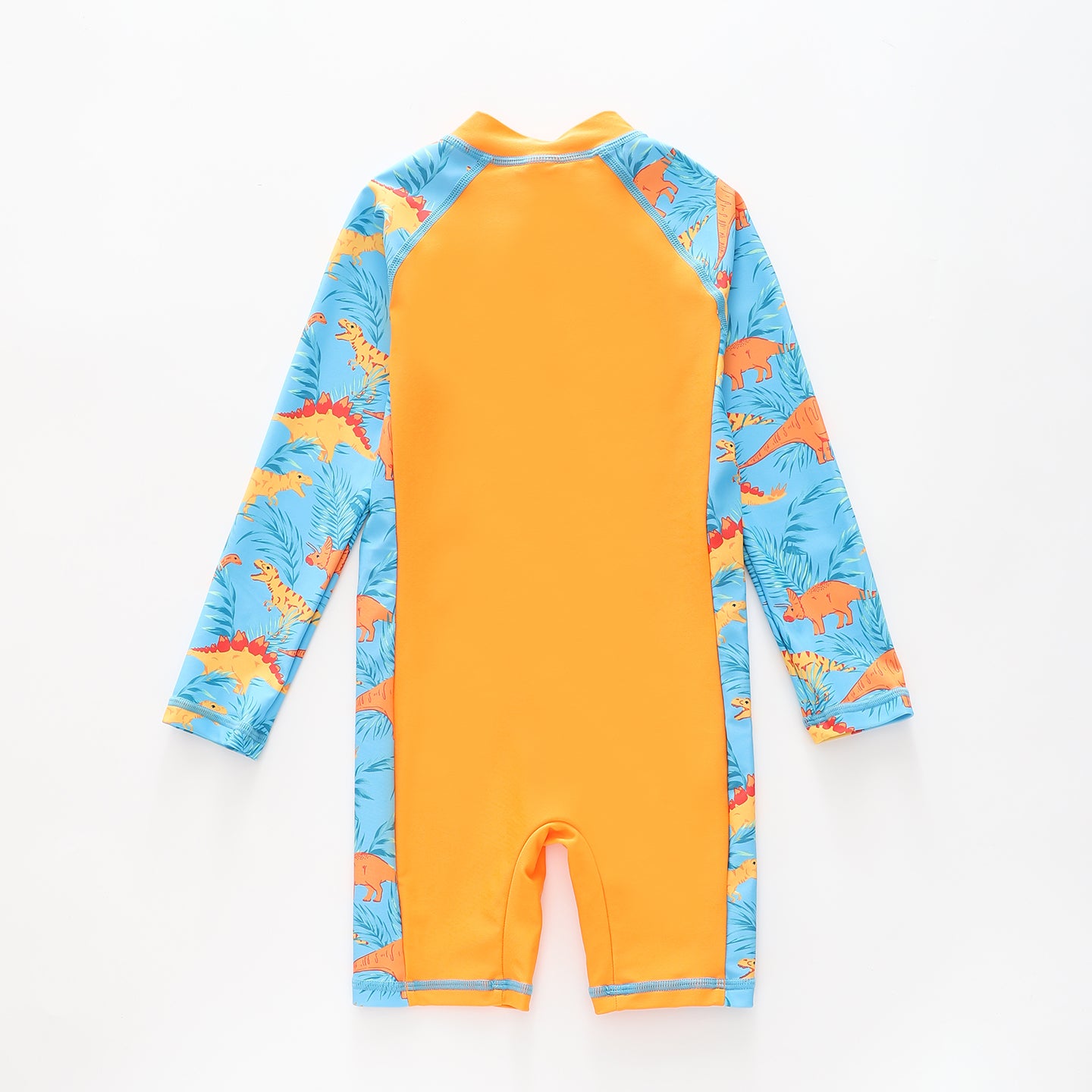 Boy's Blue and Orange Dinosaur Print Long sleeve Swimsuit