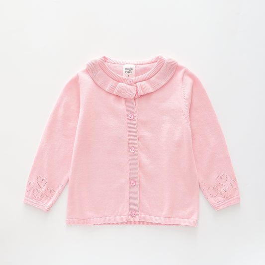 Autumn Rose, Baby Girl Pink Knit Cardigan