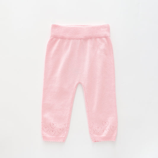 Autumn Rose, Baby Girl Pink Knit Leggings