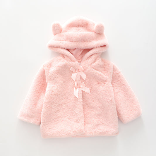 Pink Faux Fur, Infant Girls Coat