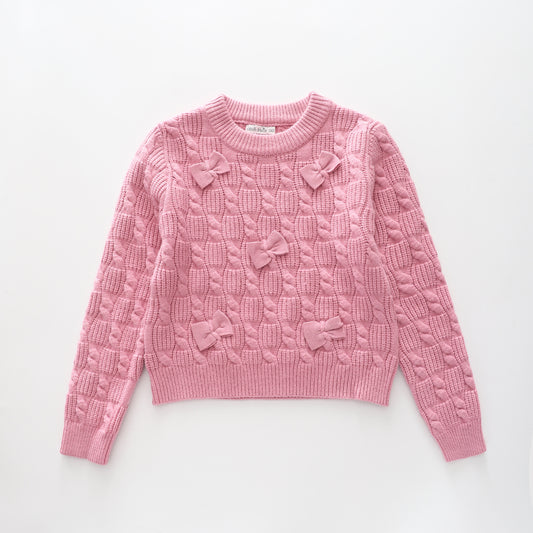 Pink Bow, Older Girls Knit Jumper
