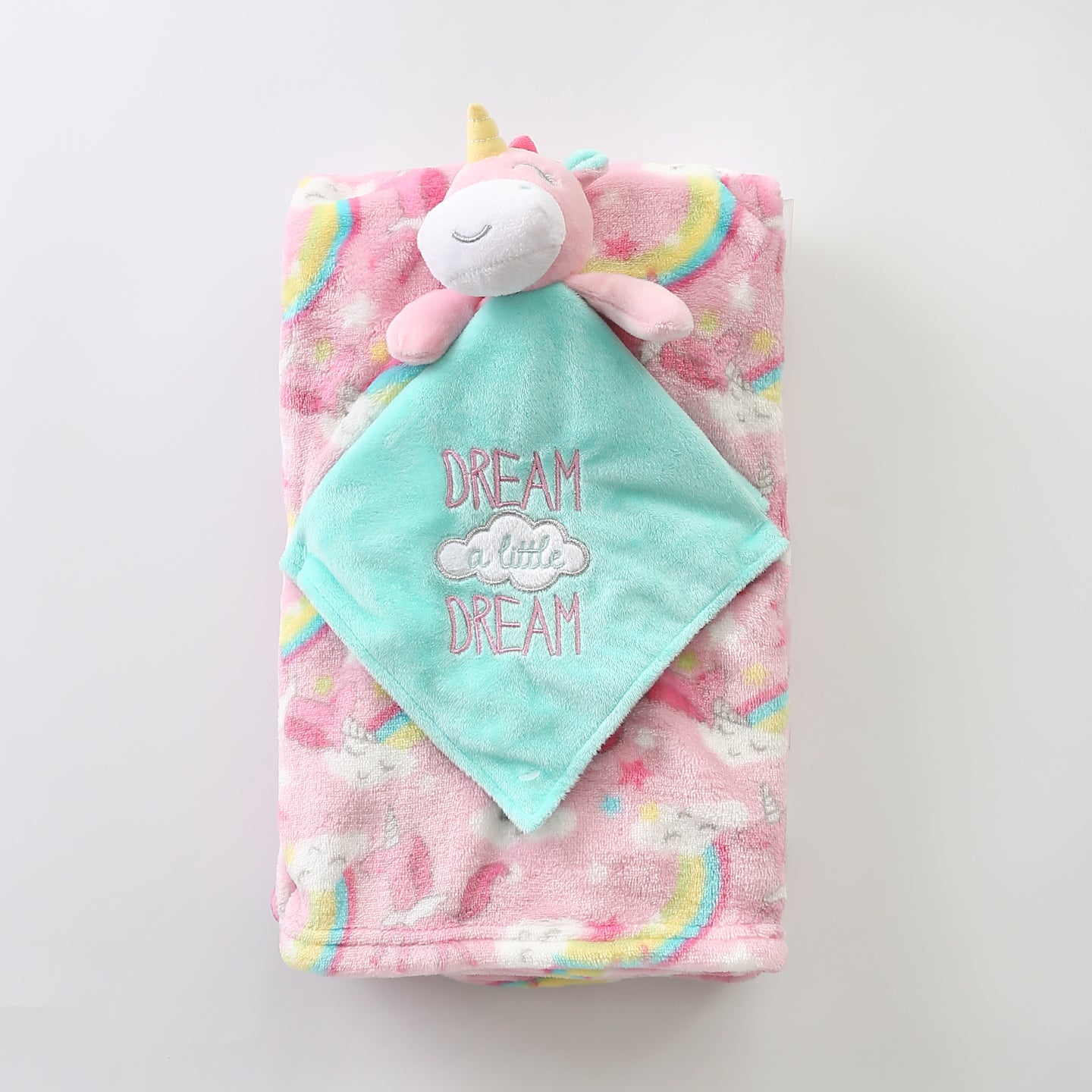 Girls' Fleece Unicorn and Security Baby Blanket Set