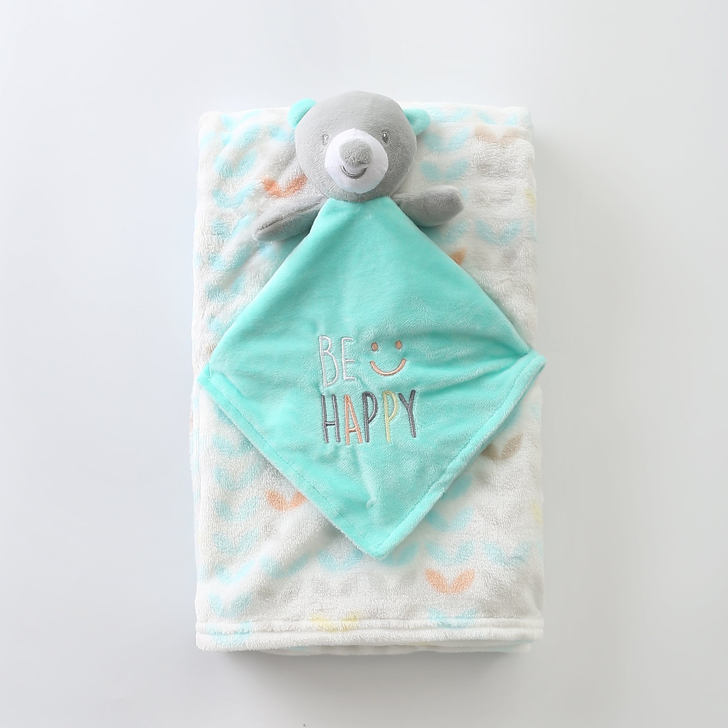 Be Happy Teddy Bear Security Baby Blanket Set