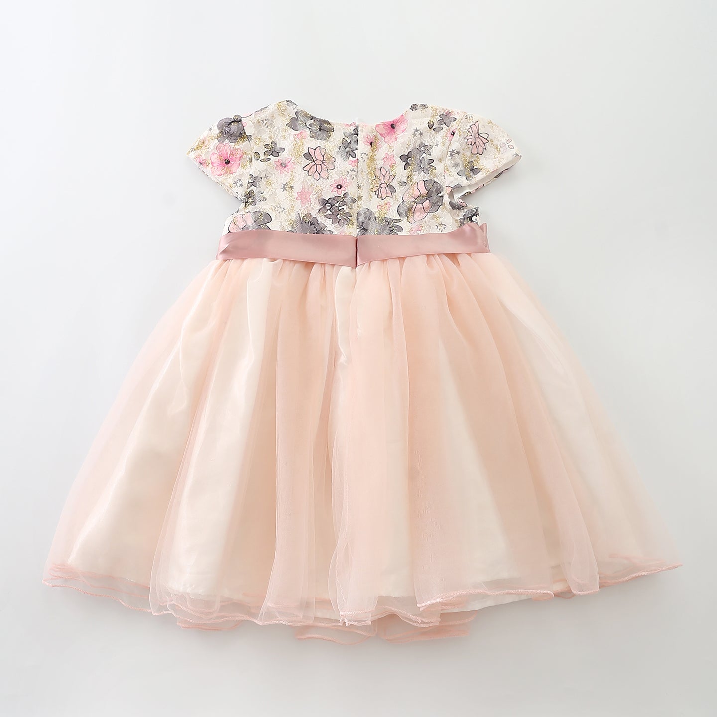Girl's Peach Lace Party Dress