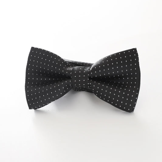 Boys' Patterned Bowtie - Black and White Spot