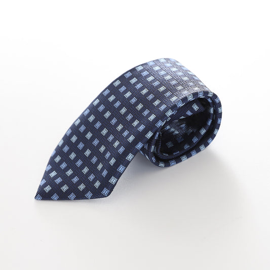 Boys' Patterned Necktie - Blue Squares